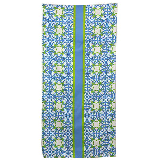 Palace Tile Quick Drying Beach Towel In Lime