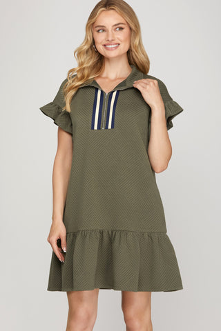 Danielle Quilted Mini Dress- Olive