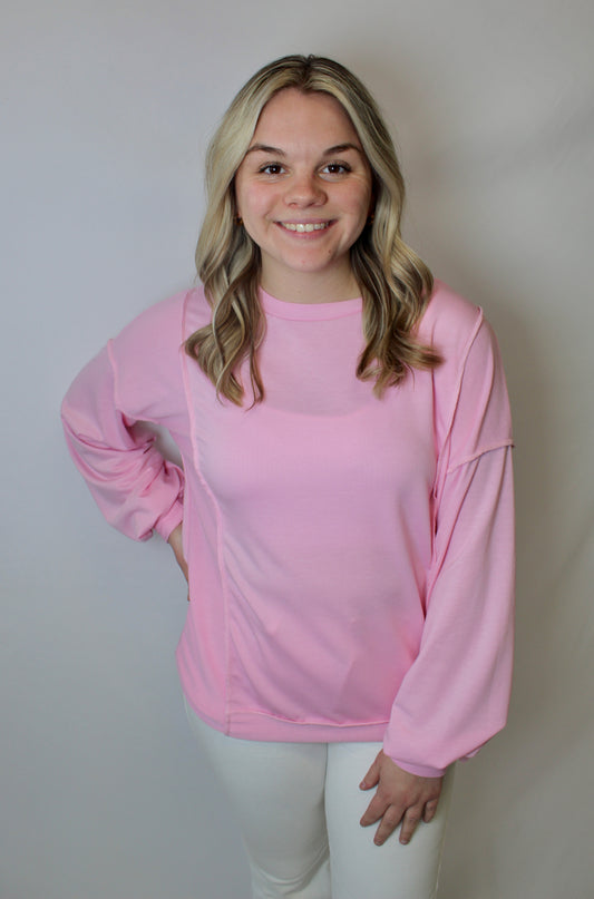 Love You Long Time Pullover In Pink