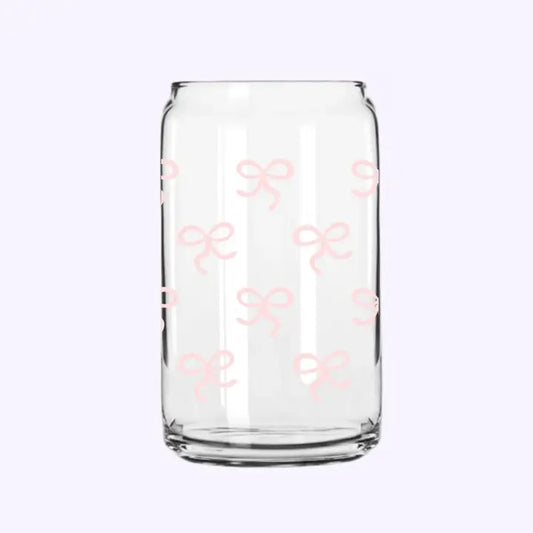 Pink Bows Coffee Glass
