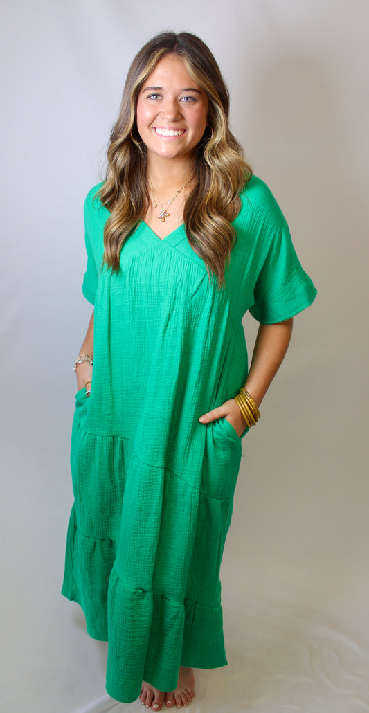 Happiest Here Dress In Green