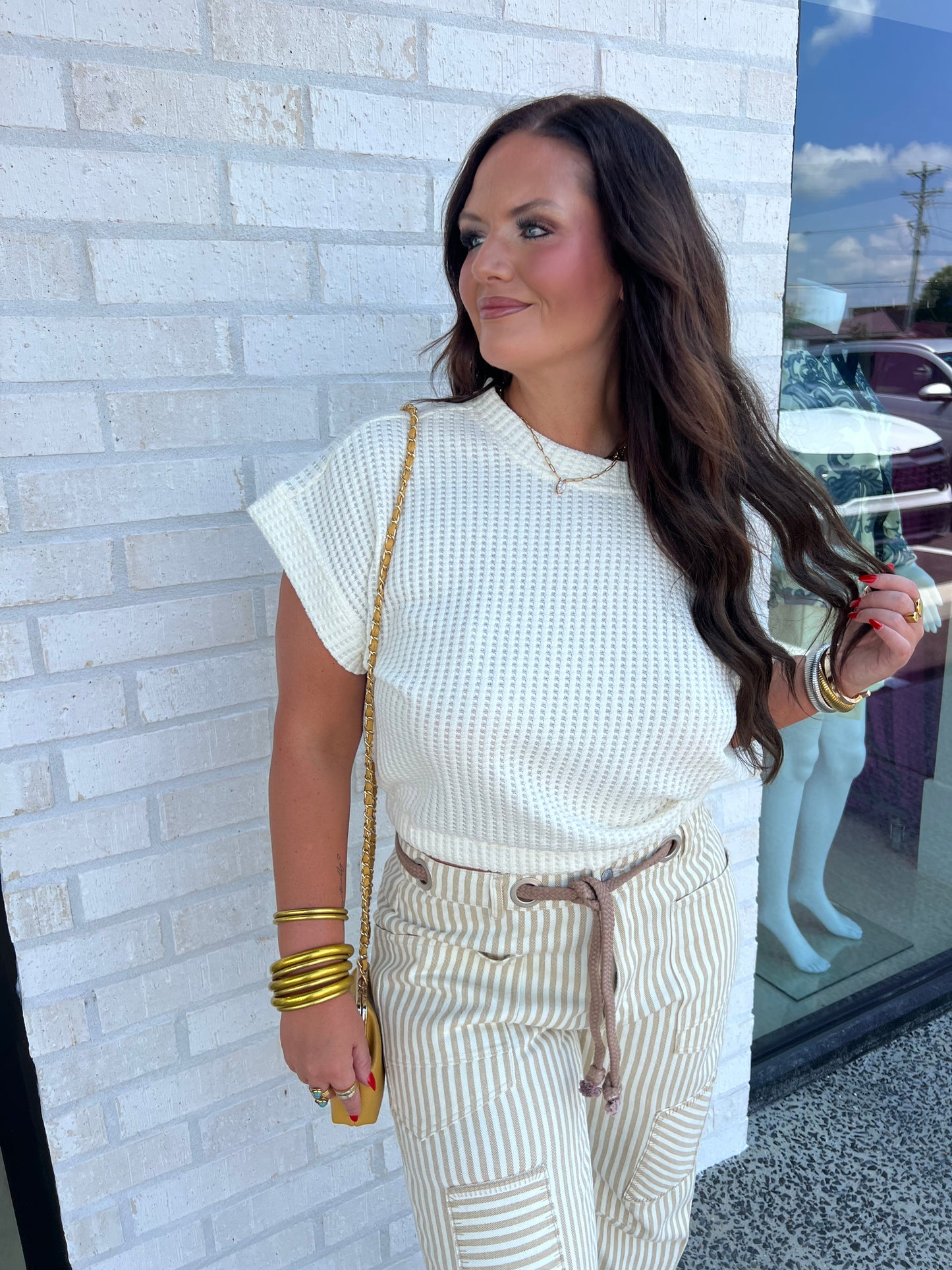 Feeling Natural Waffle Top/Ivory