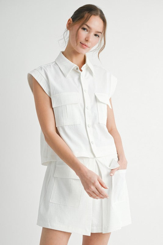Solid Cropped Formal Set- Off White