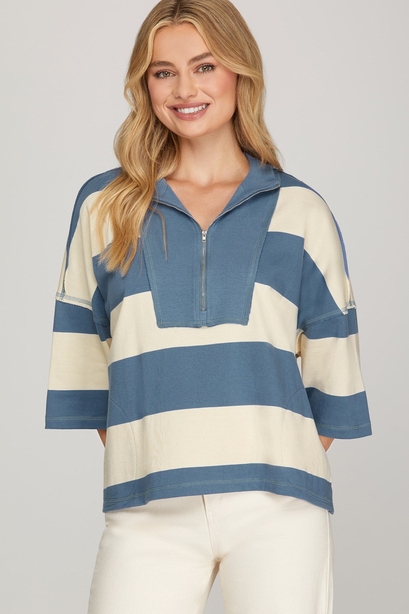 Rugby Oversized Top- Dusty Blue