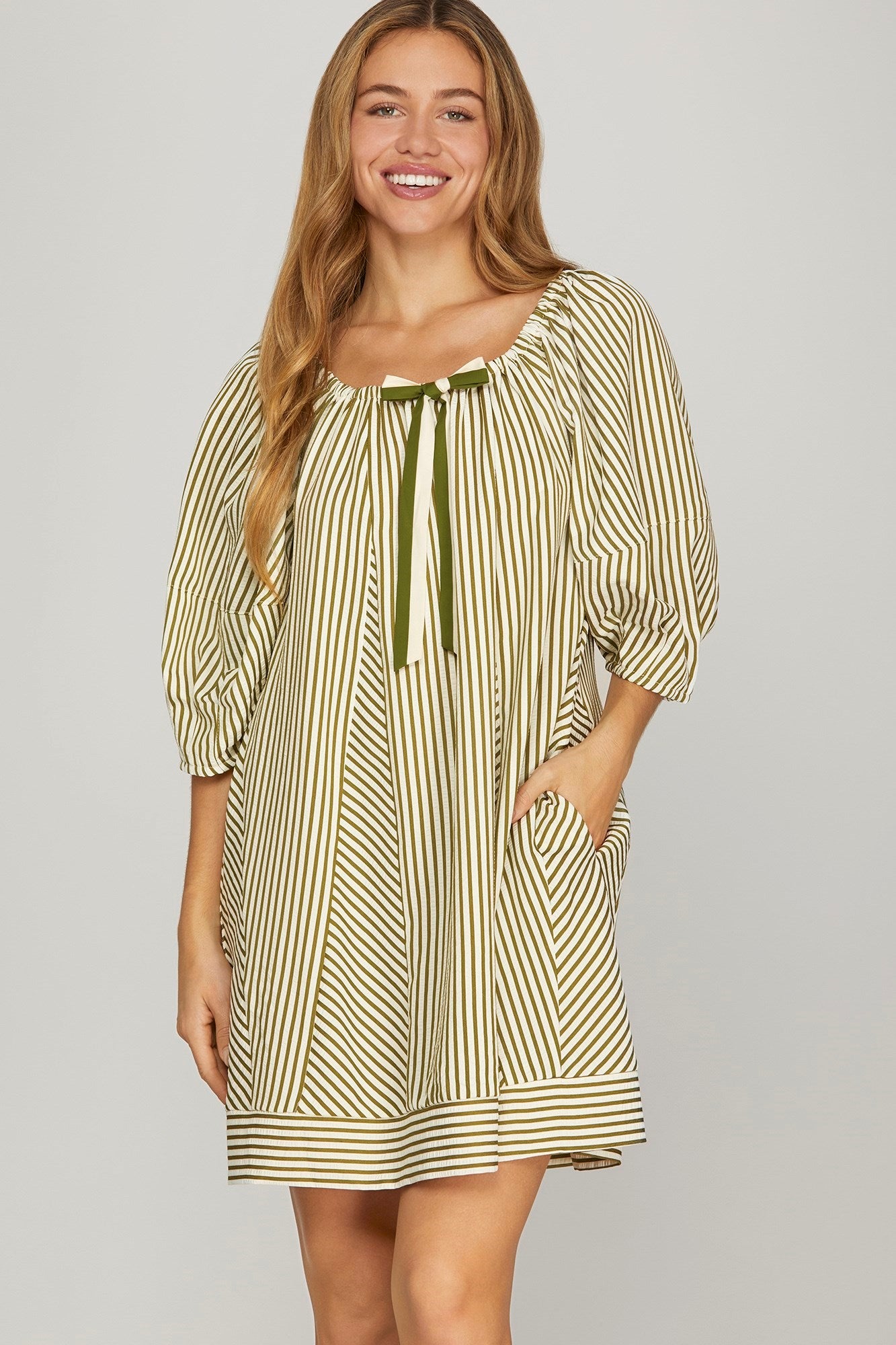 Tied Together Mini Dress- Olive