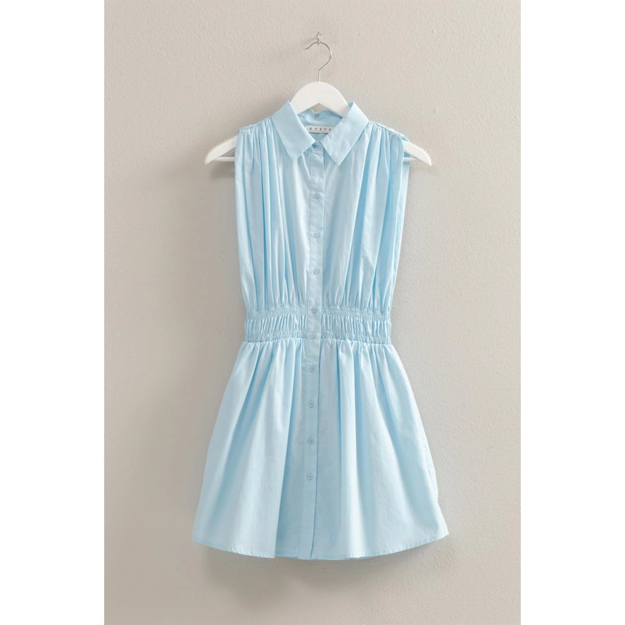 Getting Good Poplin Dress- Blue
