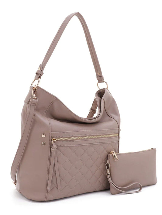 The Monique Quilted Purse In Taupe