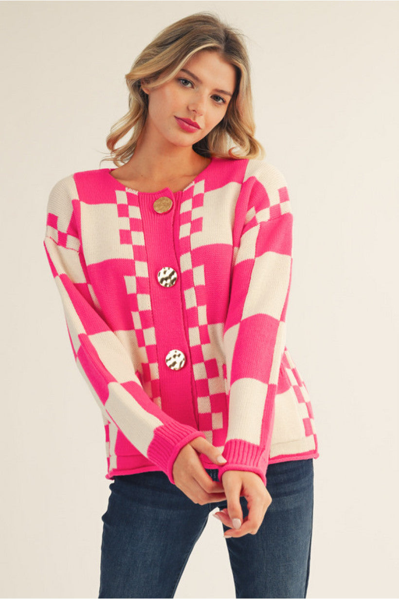 The Josie Cardigan- Hot Pink