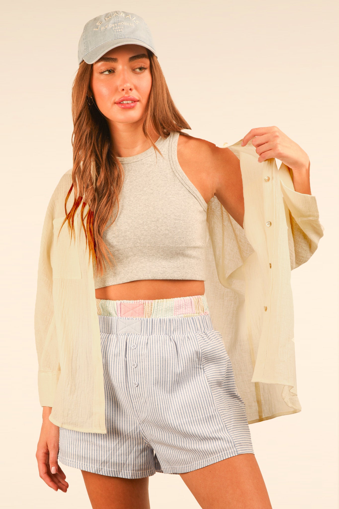 Beachy Button Up-White