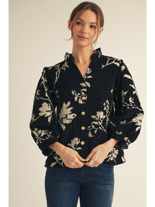 In Style Floral Jacquard Top