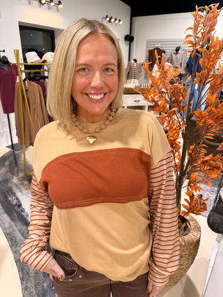 Perfect Stripe Top- Taupe