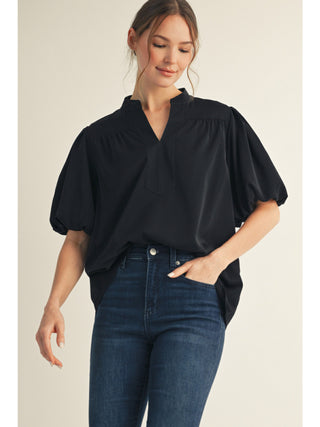 After Hours Puff Sleeve Top/Black
