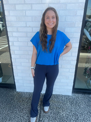 Revolve Open Back Tee- Blue