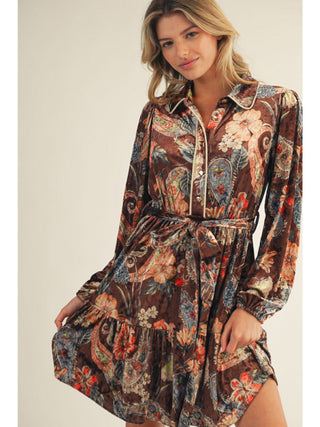 Floral Paisley Velvet Dress