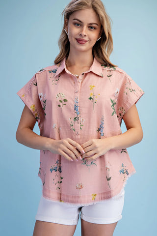 Gabby Ditsy Floral Top- Rose