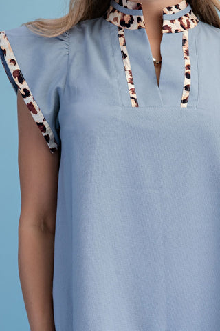 Savannah Statement Mini Dress- Denim