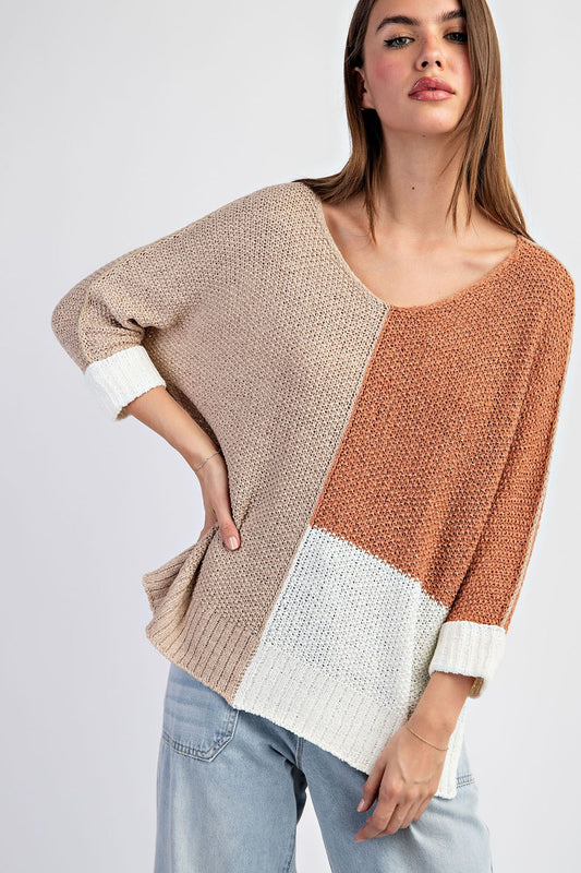 Curvy Shopping Day Sweater In Brown