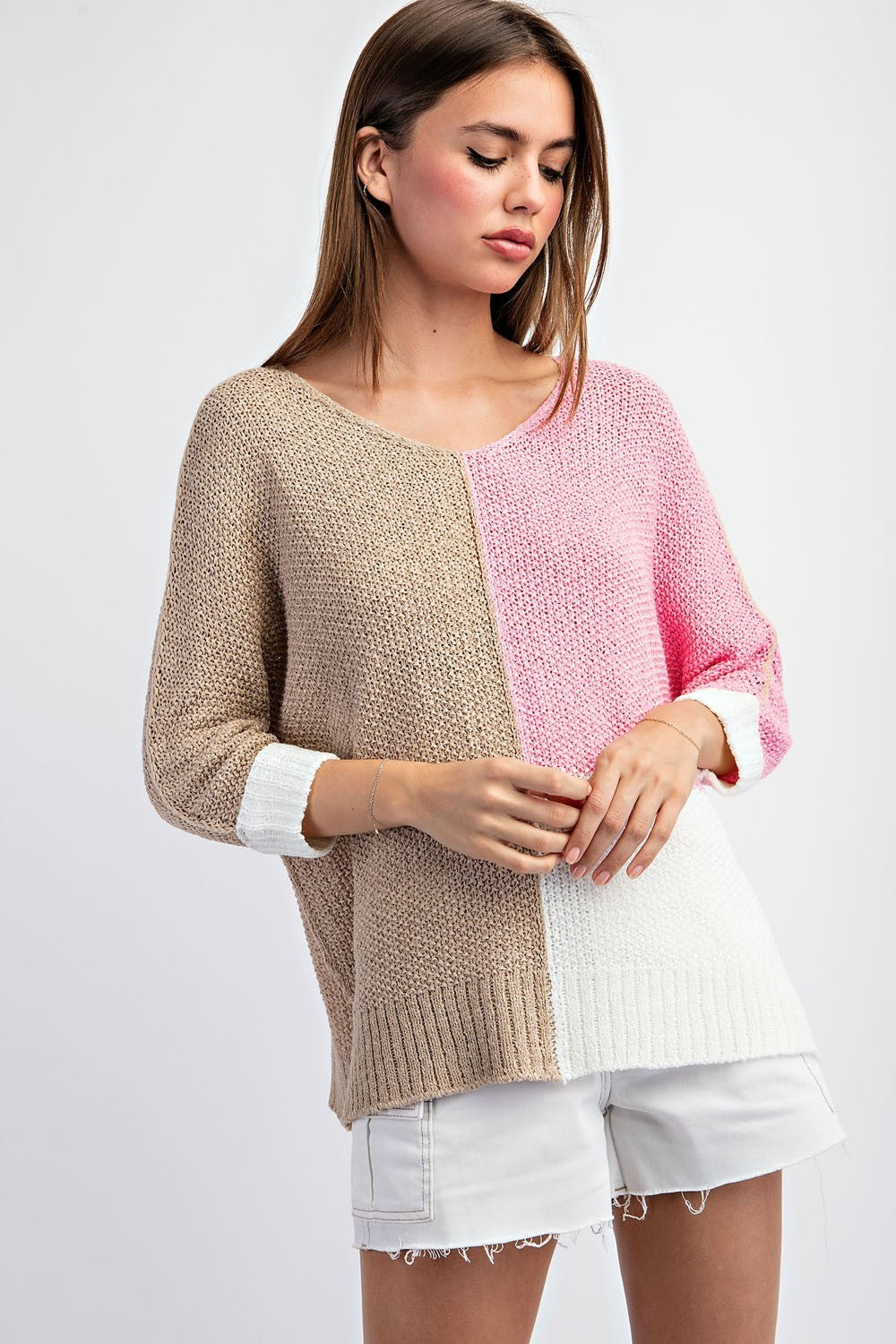 Curvy Shopping Day Sweater In Pink