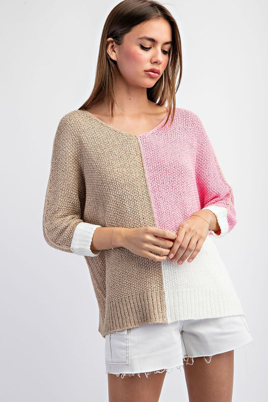 Curvy Shopping Day Sweater In Pink