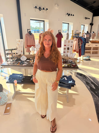 Vacation Mode Wide Leg Pants - Oatmeal