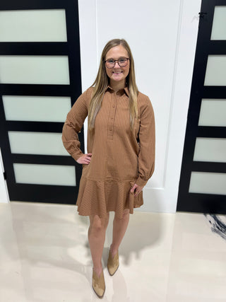 Small Town Talk Dress- Brown