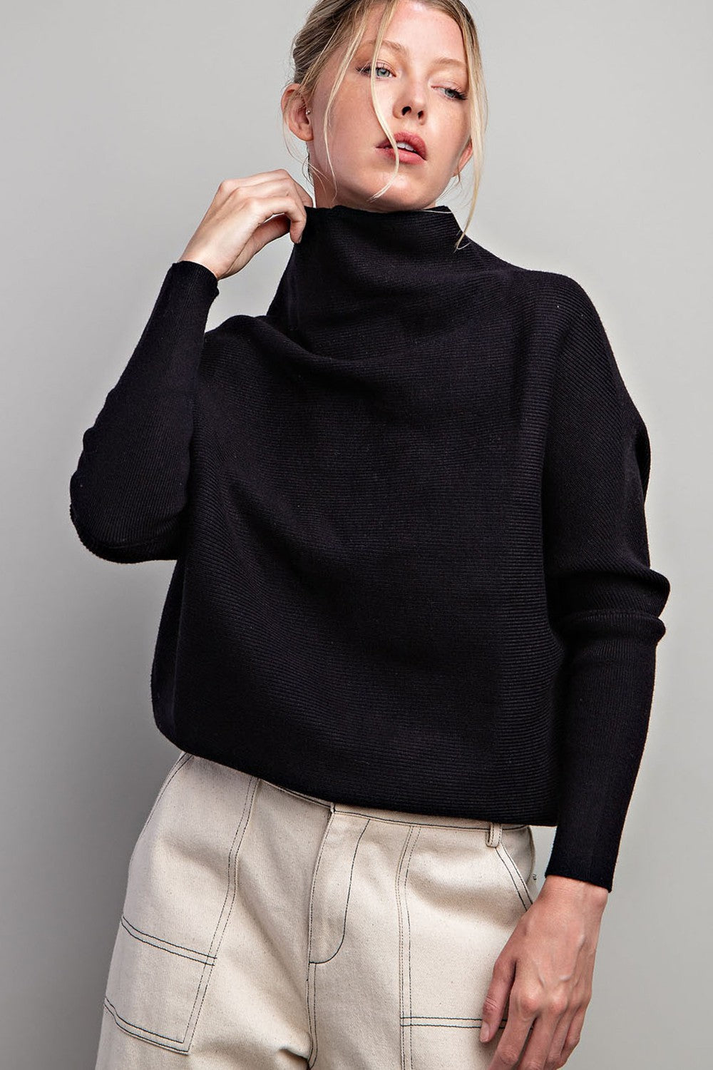 Slouch Pullover Sweater- Black