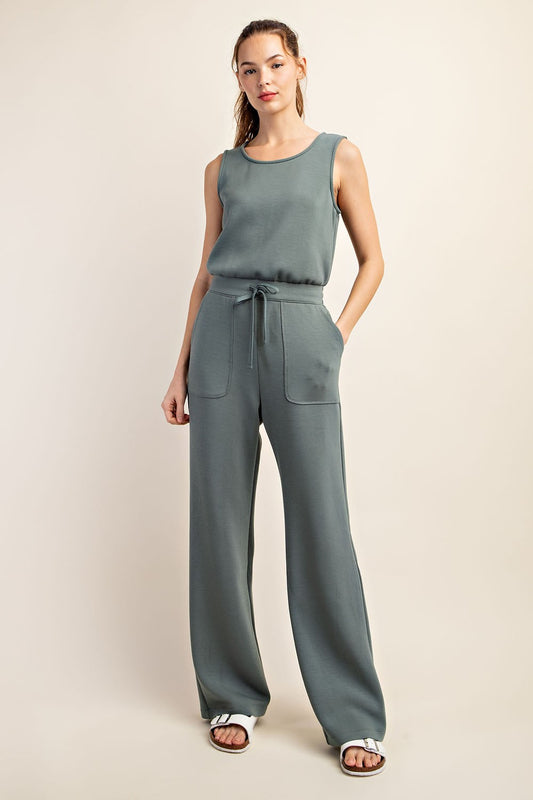 Effortlessly Chic Jumpsuit In Sage