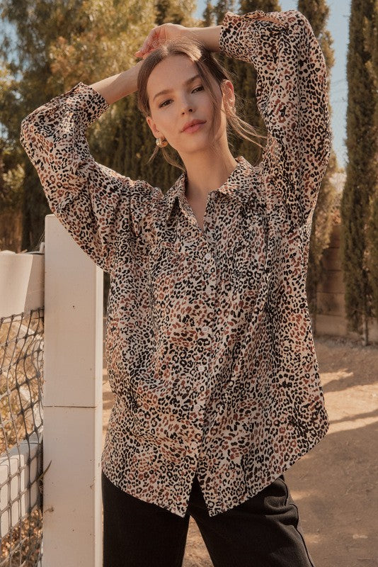 Hunter Green Leopard Top