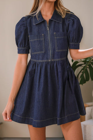 Denim Darling Puff Sleeve Dress