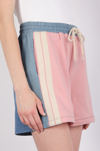 Closely Connected Denim Terry Mix Shorts