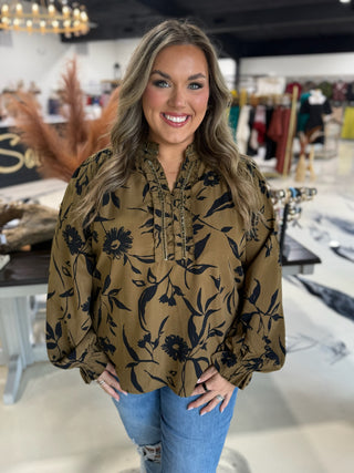 Curvy Peach Petal Top - Olive