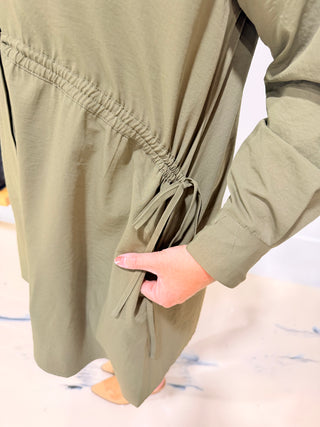 So Darling Shirt Dress/Olive