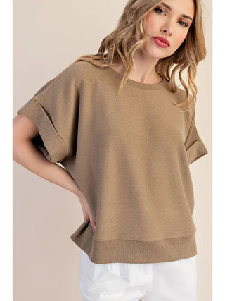 Amanda Short Sleeve Drop T-shirt- Mocha
