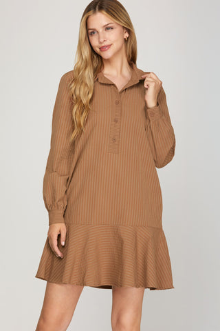 Small Town Talk Dress- Brown