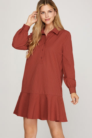 Small Town Talk Dress- Rust