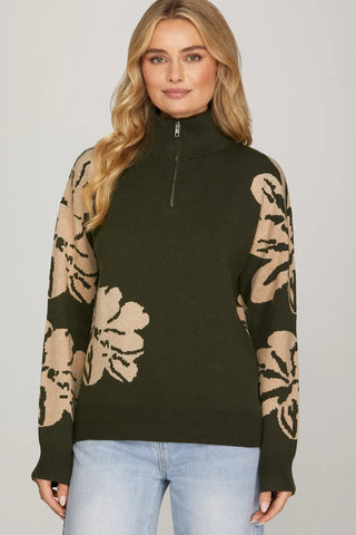Floral Pattern Sweater Top