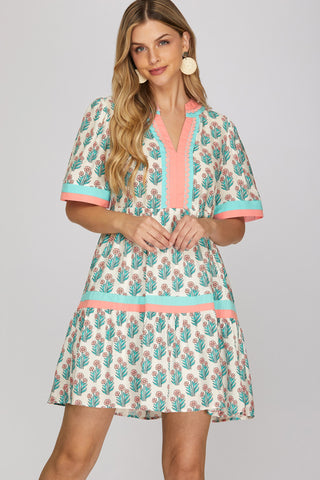 Delta Mini Dress- Aqua