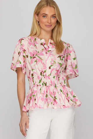 The Katie Floral Top-Pink