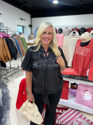 All Is Bright Blouse- Black