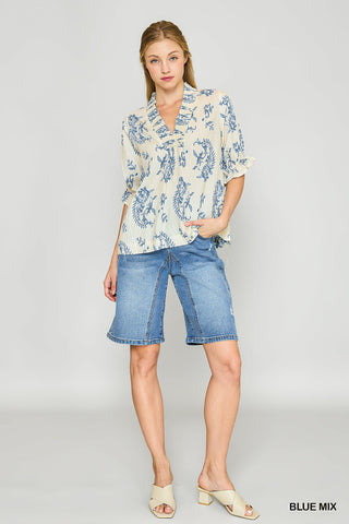 Willow Vine Blouse- Blue Mix