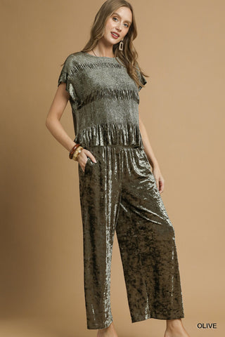 Velvet Holiday Blouse-Olive