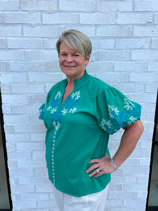 Curvy New Orleans Top- Kelly Green