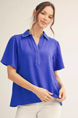 Radiant In Royal Crinkle Top