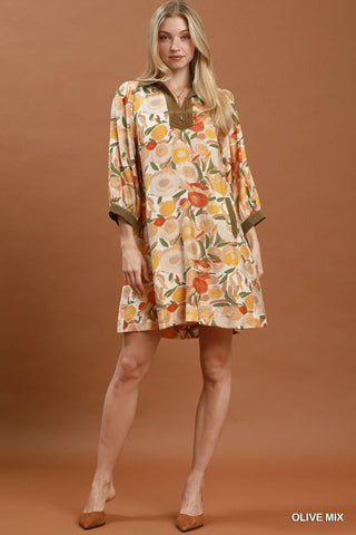 Harvest Floral Dress- Olive