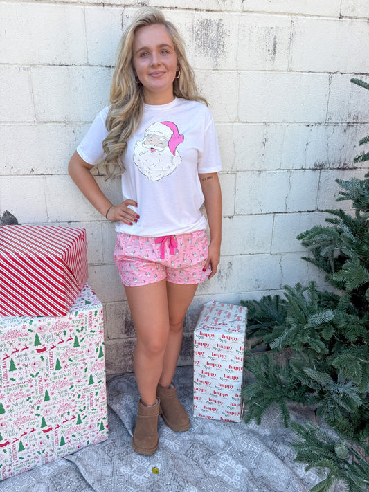 Santa Short Sleeve Tee- Pink