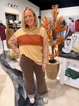 Perfect Stripe Top- Taupe