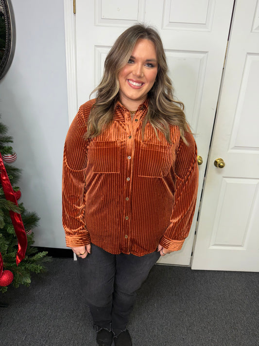 Curvy Velvet Top In Copper