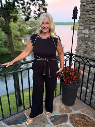 Out Of Office Jumpsuit- Black