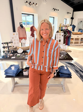 Spiced Stripe Top- Brown Mix