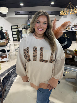 Curvy Wild Patch Top - Khaki